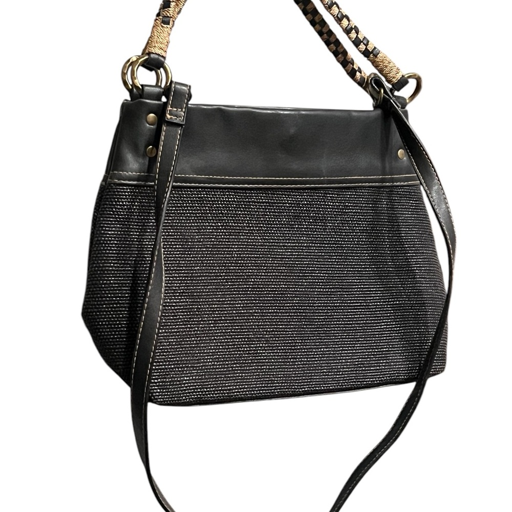 Black Handbag with Rope Handles - Picture 3 of 10